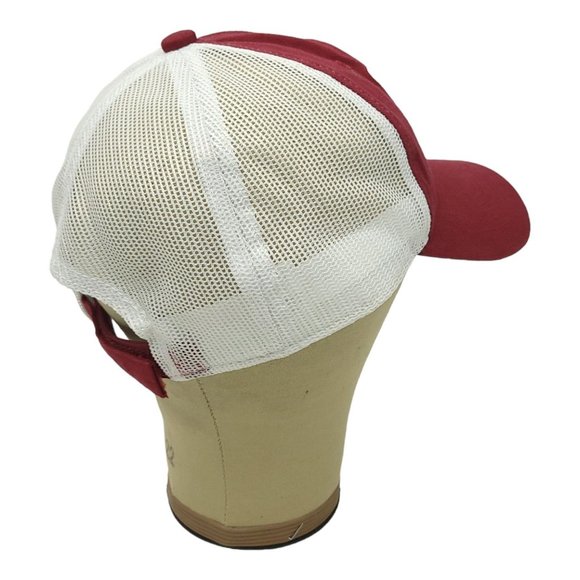 Farm Bureau Insurance Mesh Strapback Logo Cap Trucker Baseball Hat Maroon White - Picture 11 of 12